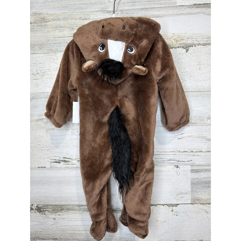 Starters Horse Costume Baby 3 Months Brown Plush Bandana Western NWT